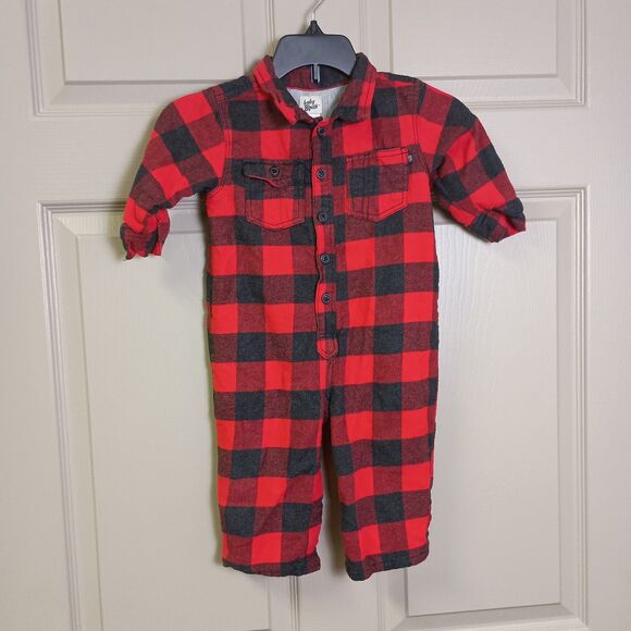 Baby B'gosh One Piece Bodysuit Outfit Buffalo Plaid Button Front Size 12M - Picture 1 of 5